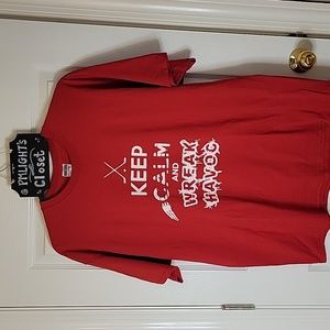 Jerzees Keep Clam and Wreck Havoc T-Shirt 2XL Red White Short Sleeve Huntsville